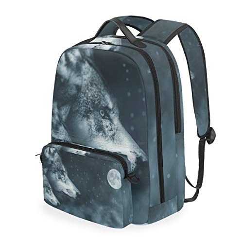 MONTOJ Wolf Moon Night Campus Rucksack mit abnehmbarer Kreuztasche