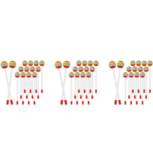 SOFORFREEM 42 Stücke Lutscher Trommel Mallet Stäbe Runder Regenbogen Hammer Schlagzeug Stäbe Kunststoff Trommelstöcke für Kinder Kinderhammer