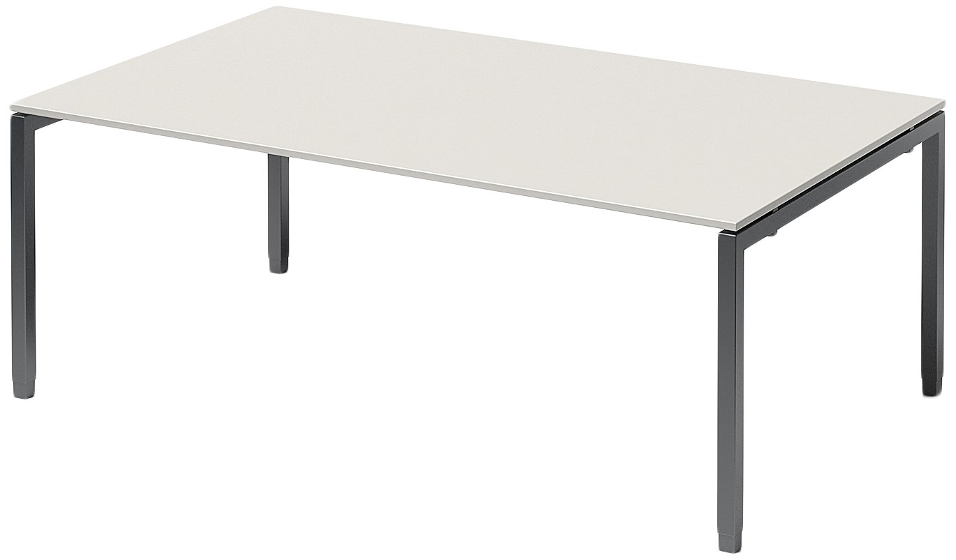 BISLEY Cito Chefarbeitsplatz/Konferenztisch, 650-850 mm höheneinstellbares U-Gestell, Metall, Gw334 Dekor Grauweiß, Gestell Anthrazitgrau, 120 x 200 x 85 cm