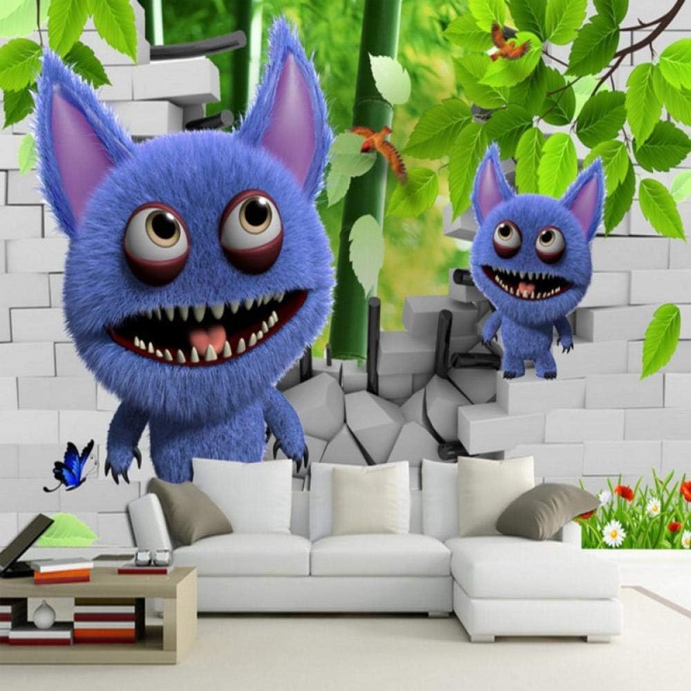 Cartoon Kubische Weiße Backsteinmauer Grüne Blätter 3D Tapete Poster Restaurant Schlafzimmer Wohnzimmer Sofa TV Dekorative Wand-200cm×140cm