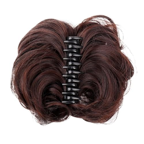 Haarteile Haarknoten Damen-Haarknoten, synthetische Bänder, kurze, lockige Chignon-Haarnadeln, Krallen-in-Haarteile for künstliches Kunsthaar, Haargummi, Schwarzbraun Brötchen Haare(B)