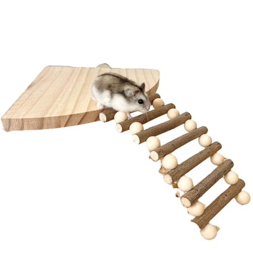 SOUTHJIELING Hamsterkäfig Leiter Spielzeug für kleine Haustiere Holz Plattform Käfig Eckspielzeug Käfig Zubehör Kleintier Klettern zu