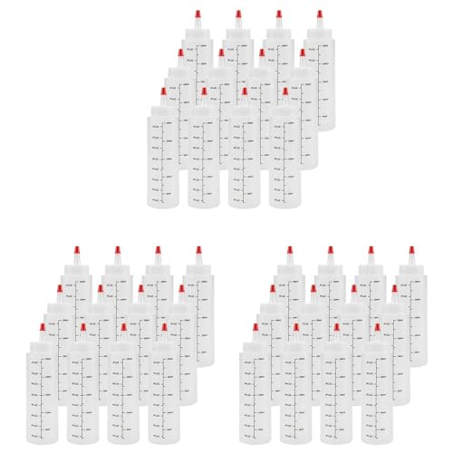 Haztholf Packung mit 36 Stück 8 Oz Kompressionsflaschen mit roter Spitze – Kunststoffflasche für Ketchup, Saucen, Sirup