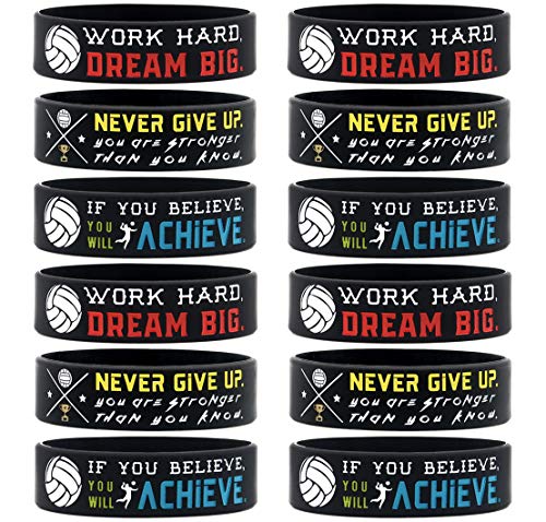 Inkstone (Pack of 12 Volleyball Silikonarmbänder mit motivierenden Zitaten Gummiarmbänder, Geschenke