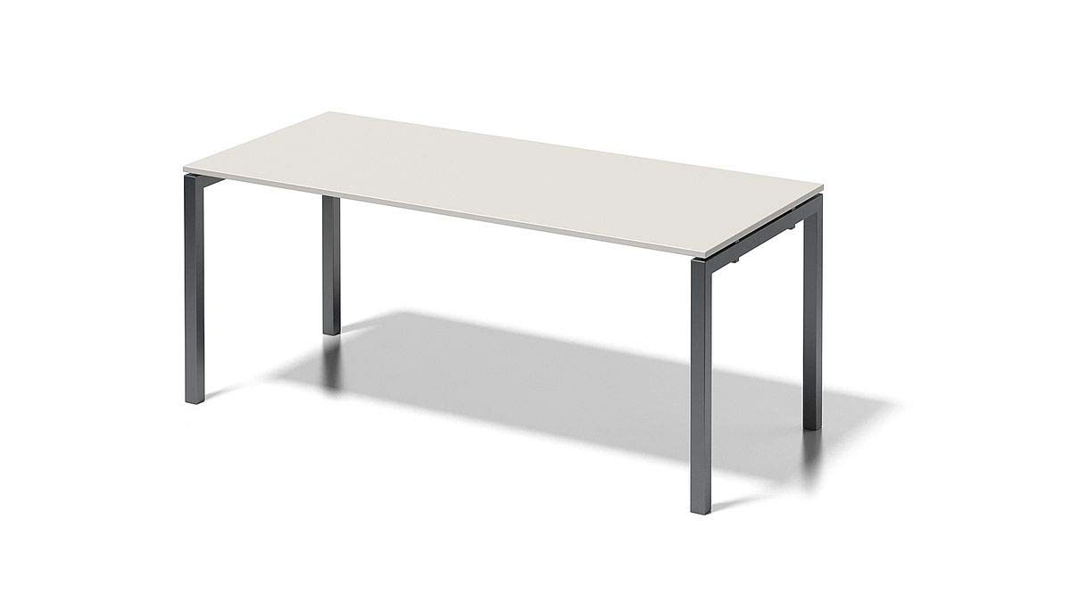 BISLEY Cito Schreibtisch, 740 mm höhenfixes U-Gestell, Metall, Gw334 Dekor Grauweiß, Gestell Anthrazitgrau, 80 x 180 x 85 cm