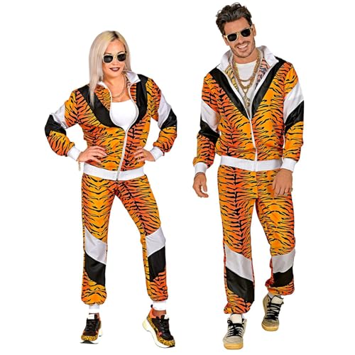 Widmann 11683 - Kostüm 80er-Jahre Trainingsanzug Tiger, Jacke und Hose, angenehmer Tragekomfort, Animal Print, Party Animal, Jogginganzug, Retro-Style, Bad Taste Party, Karneval