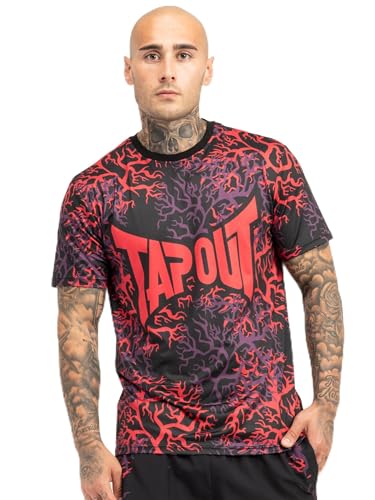 Tapout Herren Funktionsshirt Normale Passform Rootstock Black/Red/Aubergine XXL