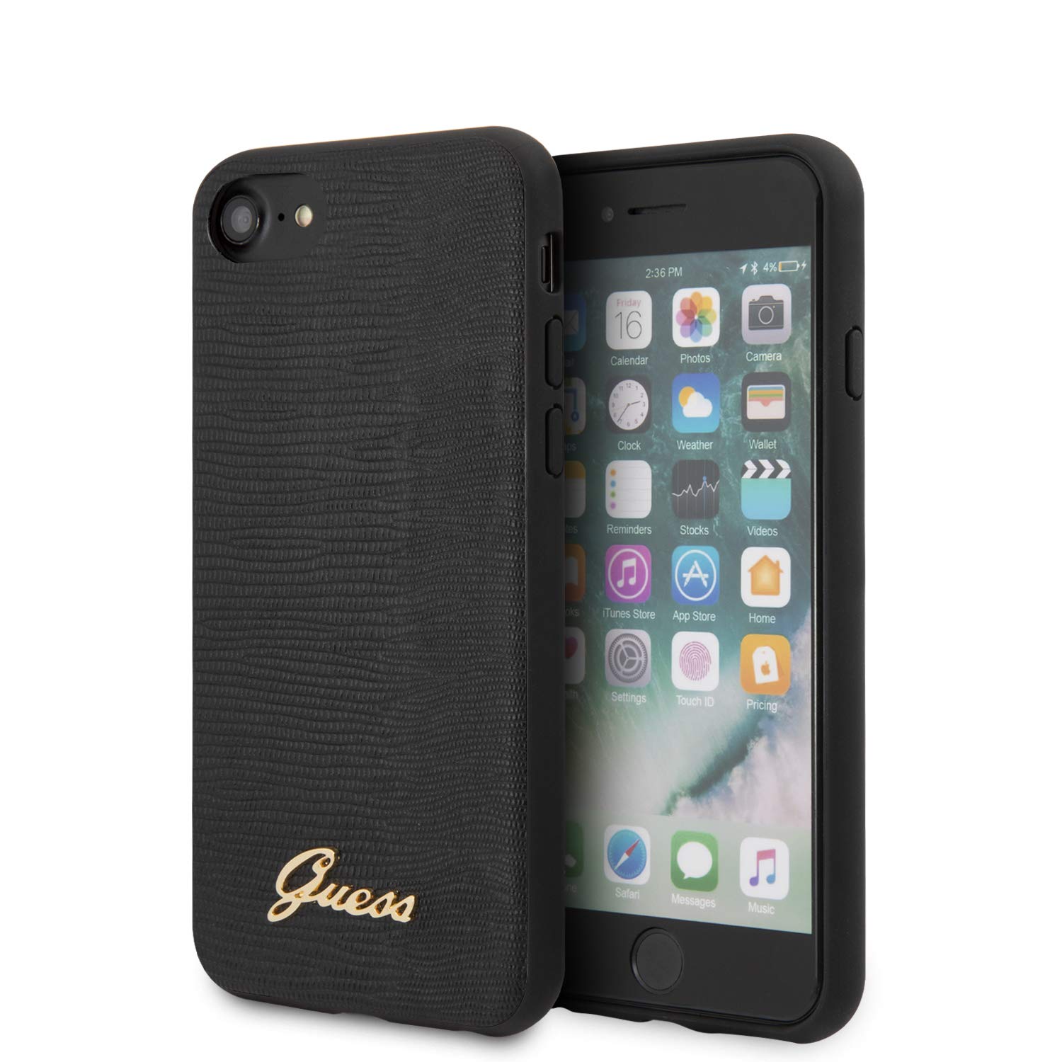 Guess CG Mobile Schutzhülle für iPhone 7/8/SE 2020, Lezard, Schwarz