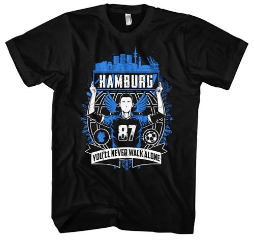 Hamburg Forever Herren T-Shirt | Sport Shirt Stadt Hamburg Fanartikel Trikot Geschenke Ultras Skyline | Schwarz (3XL)