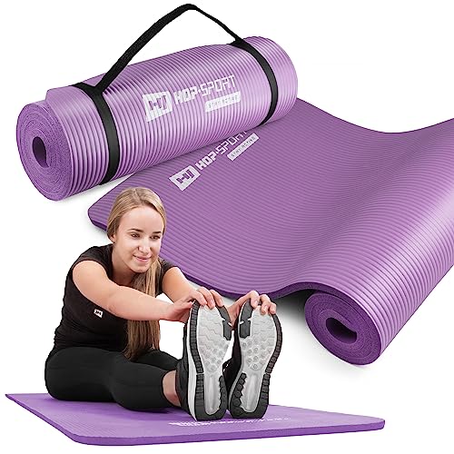 Hop-Sport Gymnastikmatte NBR 180x61cm in Zwei Stärken/Fitnessmatte ist rutschfest und verformt Sich Nicht + Tragegurt (1,5cm lila)