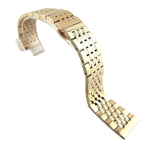 THBGTCNQ 2 in 1 gebogenes gerades Uhrenarmband aus Edelstahl, 16 mm, 18 mm, 20 mm, 22 mm, Uhrenarmband, Ersatzarmband(Rose Gold,16mm)