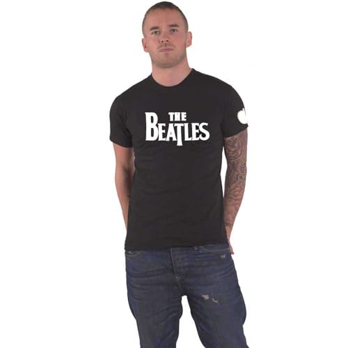 The Beatles T Shirt Drop T Band Logo Applique Nue offiziell Herren Schwarz L