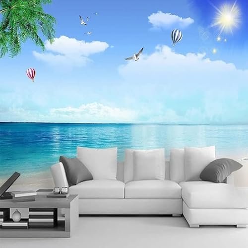 Porträt Meer Drucken Strand Möwe Kokosnuss Heißluftballon Malerei 3D Tapeten Wanddekoration Fototapete Sofas Wohnzimmer Wandbild Schlafzimmer-300cm×210cm