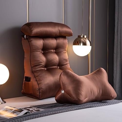 Lesekissen mit Rückenstütze/abnehmbare Rückenstütze zum Sitzen im Bett, Lesen, Spielen, Fernsehen, D, 55 cm ★ Modell mit Taillenschutz und Kopfstütze ★