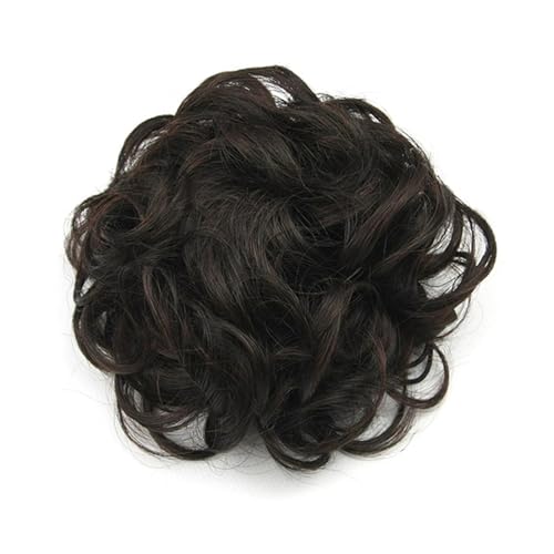 Haarteil Haargummi Messy Curly Bun Schwarz Braun Haar Chignon Gummiband Haarknoten Donut Roller Haarteil Scrunchies Haarverlängerung(Dark Brown)