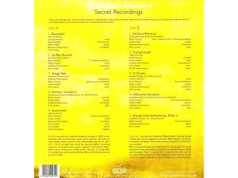 Quadro Nuevo - Secret Recordings (180g Black Vinyl) (LP + Download)