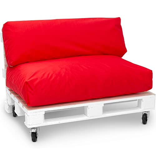 Jumbo XXL Palettenkissen Set von Spatium abnehmbar Bezug wasserdicht gesteppt Palettenpolster Palettenauflage Palettensofa (Rot , 2er Set)