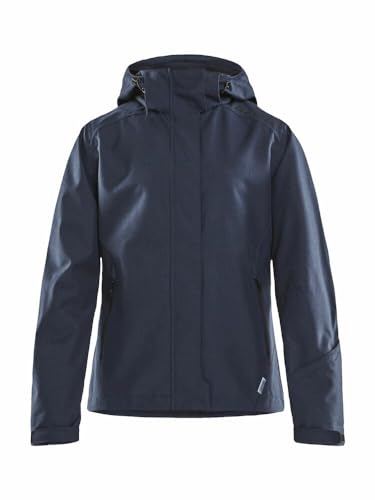 Craft MOUNTAIN Jacket | Damen Winterjacke L | Dark Navy Melange | Wind- und Wasserdicht | Hoher Kragen und abnehmbare Kapuze | Regenjacke Damen wasserdicht | Skijacke Damen | Wanderjacke Damen