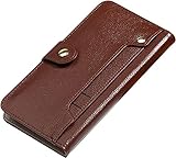 KANUZ Brieftaschen-Schutzhülle für iPhone 14 Pro, Premium-Echtleder, Kartenhalter, magnetischer Folio-Ständer, Flip-Case, stoßfest, Schutzhülle für iPhone 14 Pro (Farbe: Braun 2)