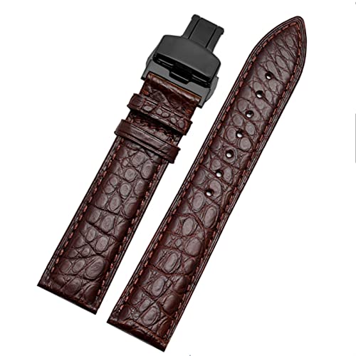 SCRUBY Crocodile -Leder -Uhrband für jedes Marken -Armband 12 13 14 15 mm Träger mit Klappverschluss(Brown black,15mm)