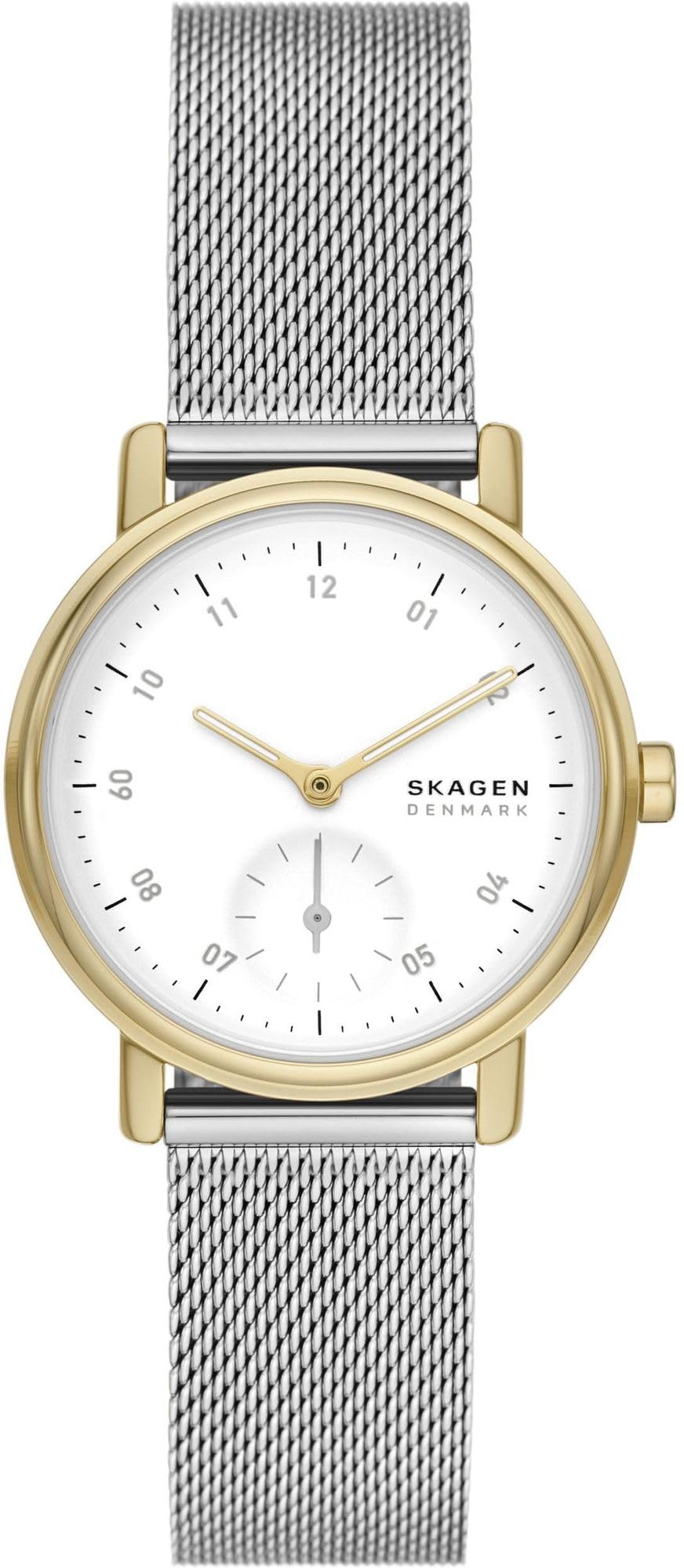 Skagen Damenuhr Kuppel Lille quarz/3 Zeiger Uhrwerk 32mm Gehäusegröße mit einem edelstahl mesh Armband SKW3101, Silber