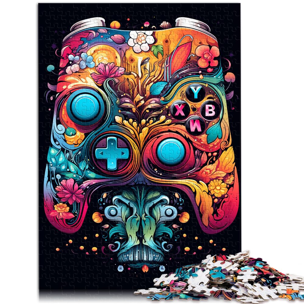 Puzzles, Geschenke, Spielzeug, Bunter Psychedelischer Gamecontroller, 1000 extragroße Teile, Holzpuzzle, tolle Geschenke für Weihnachten, 1000 Teile (50 x 75 cm)