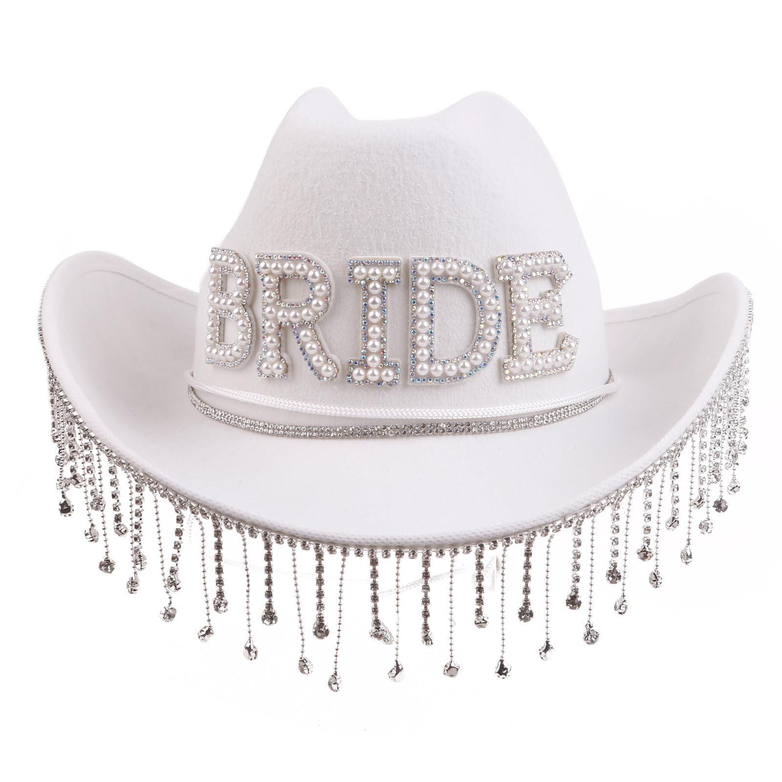 TAKOXIA Cowboyhut, Brautbrief, Cowgirl-Hut, Braut, Hochzeit, Foto, Kostüm-Requisiten, Outdoor-Frau, Mädchen, Hut mit Strass-Fransenkrempe