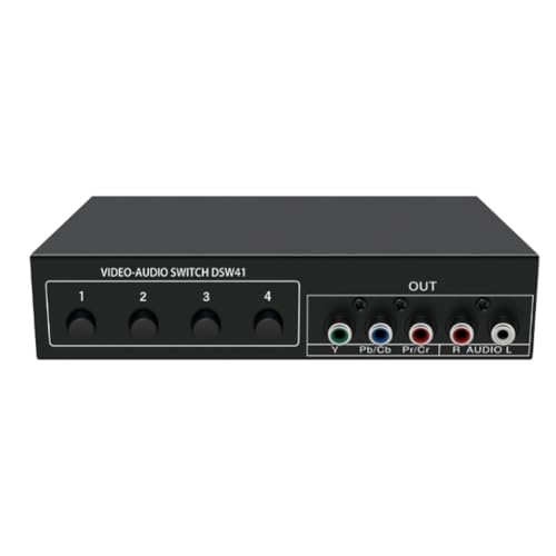 Yunnaty 4x1 Component Video Signal Switcher YPbPr YCbCr Audio DSW41 Trennwandknopf Manueller Schalter CVBS 720P Metallgehäuse