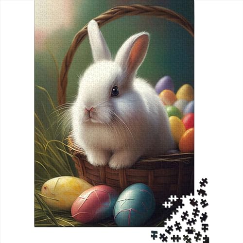 Schwierige, anspruchsvolle Puzzles 1000 Teile Kaninchen Osterhase Tier Holzpuzzle Erwachsenenpuzzle Puzzle Puzzles für Erwachsene Lernspiel Herausforderungsspielzeug (Größe: 75 x 50 cm)