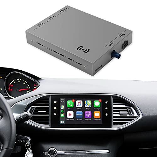 ISUDAR Wireless Carplay Retrofit Decoder Kit für Peugeot & Citroen Picasso DS4 DS3 308 508 208 2008 C4, Unterstützt Android Auto Module Box Mirror Link Navigation Audio Video USB Camera (Smeg & MRN)