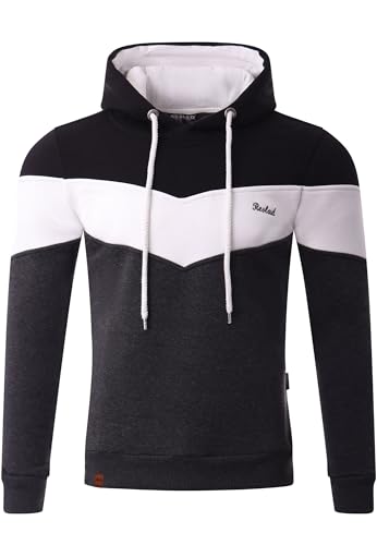 Reslad Kapuzenpullover Herren Sweatshirt | Hoodie Männer Pullover aus bequemer Baumwolle RS-1008 Anthrazit-Schwarz 2XL