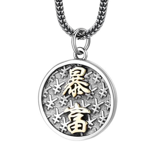 VOYADE S925 Sterling Silber Tyranny Runde Anhänger, Hip Hop Tyranny Anhänger Halskette Für Männer Und Frauen,Silber,Single Pendant