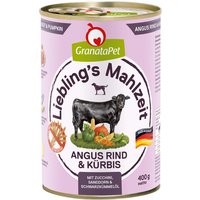 12 x 400 g | GranataPet | Angus Rind & Kürbis, Zucchini, Sanddorn, Schwarzkümmelöl Liebling's Mahlzeit | Nassfutter | Hund