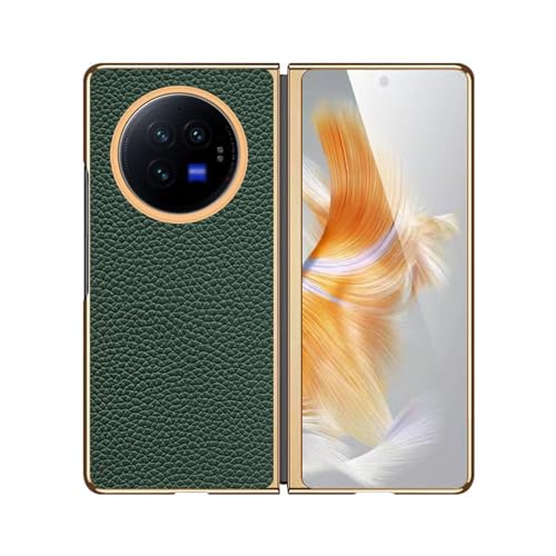 SUREKYA Schutzhülle für Vivo X Fold 3/3 Pro, Business-Schlanke Premium-PU-Lederbeschichtung, PC-Rahmen, Handyhülle, leicht, stoßfest, Schutzhülle für X Fold 3 Pro, Grün