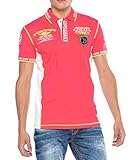 Cipo & Baxx Herren Poloshirt Kontrastfarben Prints Badges Freizeit Baumwolle Shirt CT605 Fuchsia L