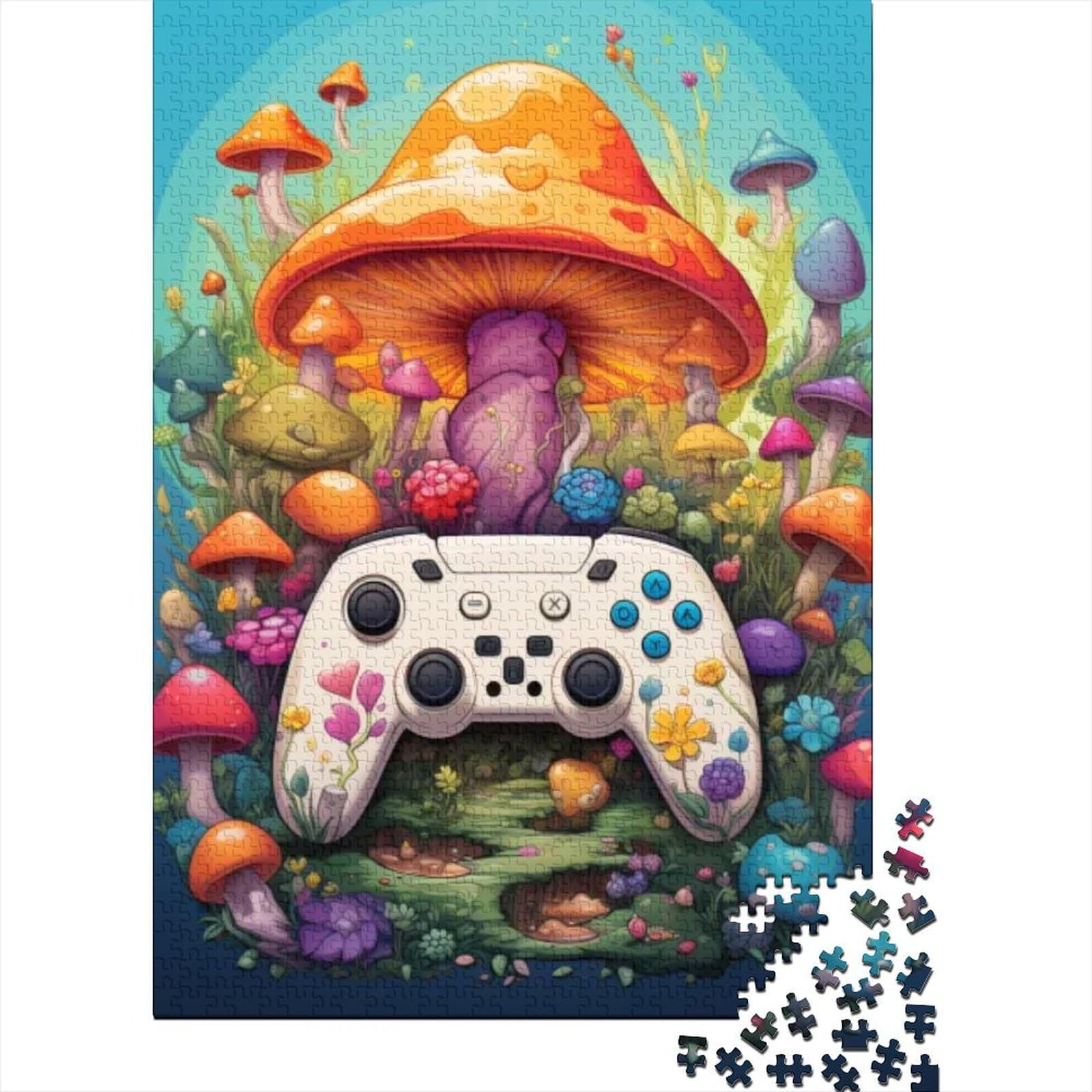 Pilz-Gamepad-Puzzles für Erwachsene, Puzzles mit 1000 Teilen für Erwachsene und Teenager, ganze Familie und die 29,53x19,69 Zoll