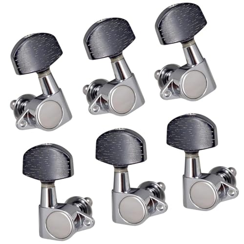 Strings Tuning Pegs Mechaniken Für Gitarre 6er-Pack 3R 3L Stimmwirbel für Akustikgitarren, geschlossene, verriegelbare Stimmwirbel, geschlossene Knopfköpfe (Color : Black)