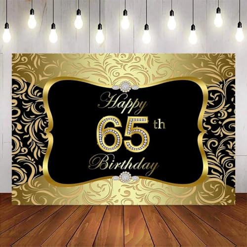 65. Geburtstag Party Dekoration Gold Schwarz Geburtstagsfeier Hintergrund königliche Textur Gold Glitzer Alles Gute zum 65. Geburtstag Hintergründe 350x230cm