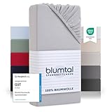 Blumtal® Basics Spannbettlaken 90x200cm Jersey im 2er Set - Bettlaken 90x200cm aus 100% Baumwolle - Oeko-TEX zertifiziertes Spannbetttuch 90x200 cm - Matratzenbezug 90x200 cm - Moonlight Grey - Grau