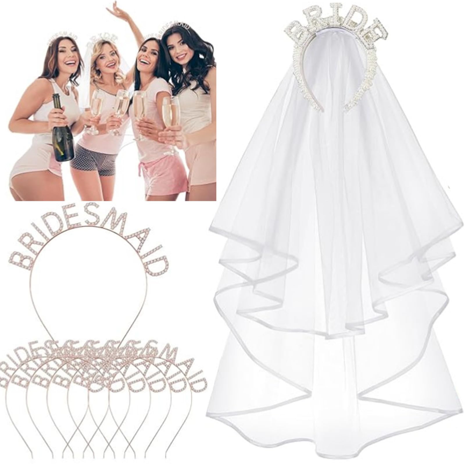 Glänzende Braut-Stirnbänder, langer Schleier, Haarreif, künstliche Stirnbänder, Hochzeit, Party, Braut, Styling-Kopfschmuck, Hochzeitshaarschmuck für Damen, zarter Hochzeits-Haarschmuck für