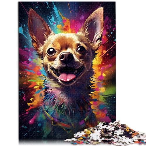 Puzzle, Farbmalerei, Chihuahua-Hund, 1000 Teile, Puzzle für Erwachsene, Holzpuzzle, Spaß bei Aktivitäten zu Hause, Geburtstagsgeschenk, Reisegeschenk, 1000 Teile (50 x 75 cm)