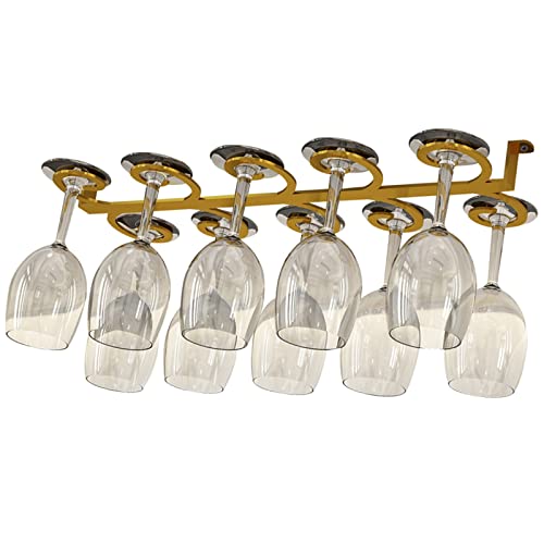 Weinglasregal Aus Metall, Stemware-Racks, Weinglashalter Unter Regal, Eisen Gläserhalter Schrankeinsatz Gläserhalter Mit Schrauben, Weinglas-Gestell Unter Kabinett ( Color : Gold , Size : 50x18cm )