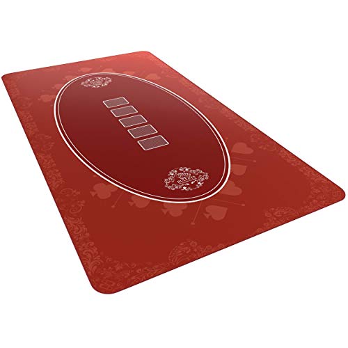 Bullets Playing Cards Designer Pokermatte rot in 140 x 75cm für den eigenen Pokertisch - Deluxe Pokertuch – Pokerteppich – Pokertischauflage
