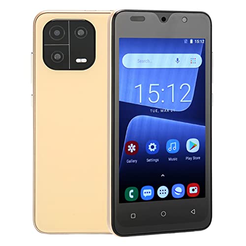 Garsent 5-Zoll-UHD-Handy, I14 Pro Max-Smartphone, 4 GB RAM, 32 GB ROM, Entsperrtes 3G-Handy, 5 MP + 8 MP-Kamera, für Android 10-System, 3500 MAh, Face ID (Gold)