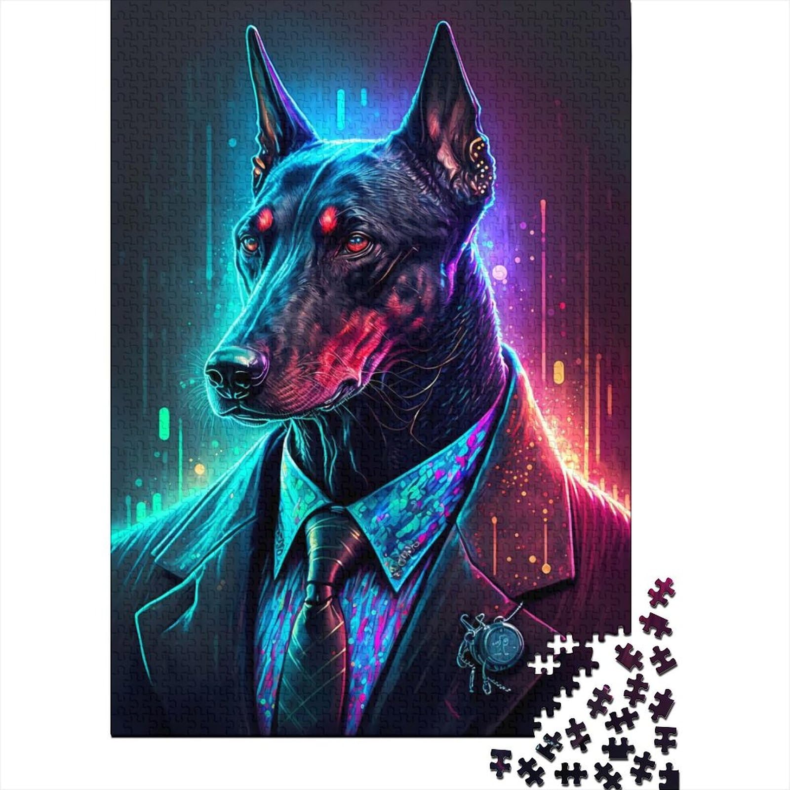 1000 Teile für Erwachsene, schwieriges Puzzle, Boss-Hund im Anzug, Holzpuzzle für Teenager, Geschenke, dekomprimierendes intellektuelles Lernspielzeug, 75 x 50 cm