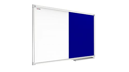 ALLboards Kombitafel 2 in 1 Magnettafel & Blau Filz-Pinnwand mit Aluminiumrahmen 120x90cm, Textiltafel Whiteboard