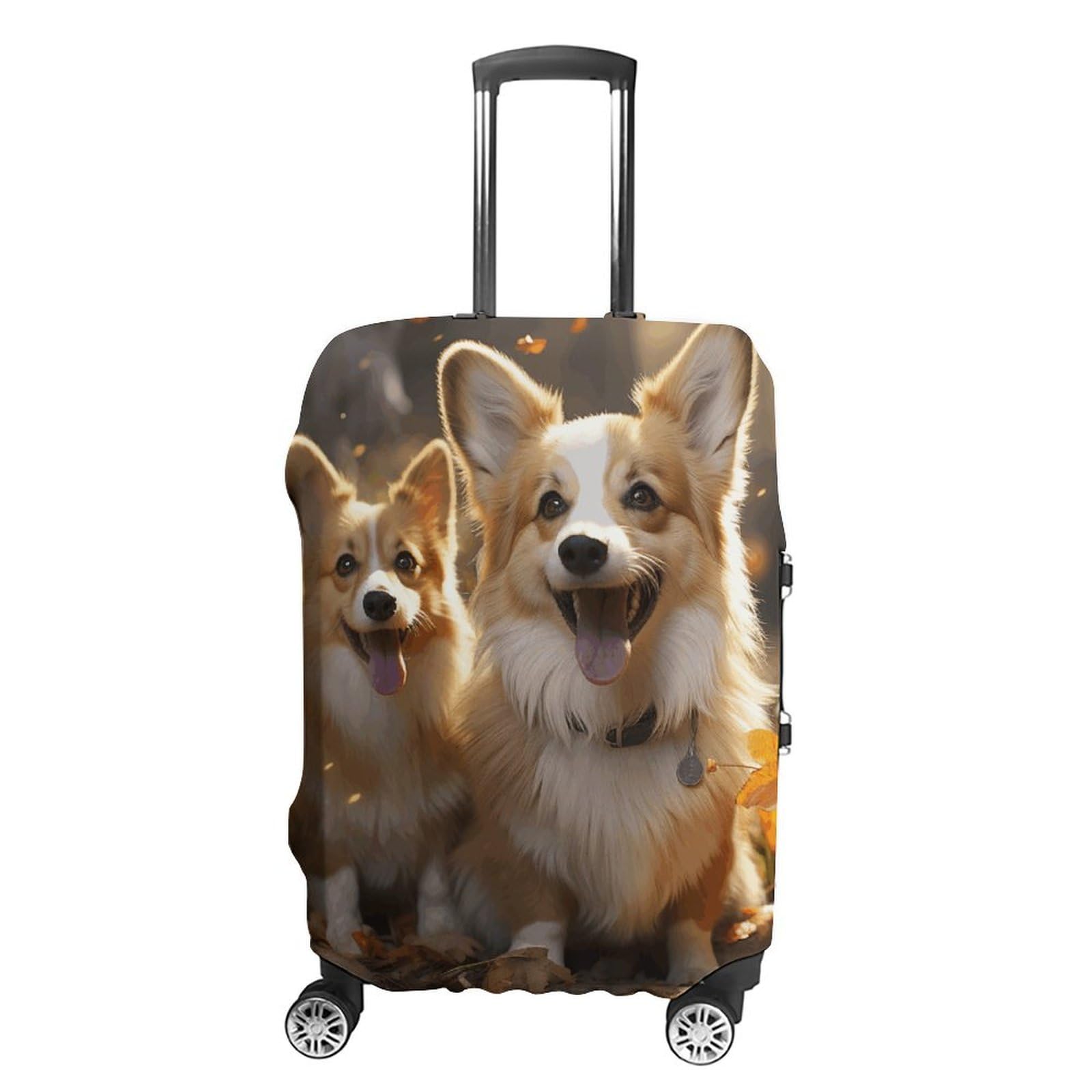 CSGJMYGS Reisegepäckabdeckung, elastisch, waschbar, modisch, kratzfest, Gepäckabdeckung, zwei Corgis-Koffer-Schutz, passend für 45,7-81,3 cm Gepäck, Style-4, XL