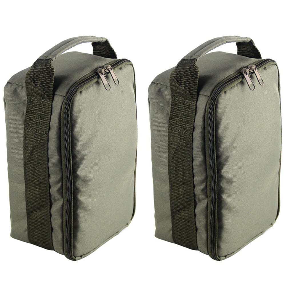 2 x Outdoor-Angelrollen-Tasche, Köder, Ausrüstung, Aufbewahrungspaket, Tackle-Werkzeug, Handtasche, 3-lagiges Angelschnur-Paket, armee-grün, Modern