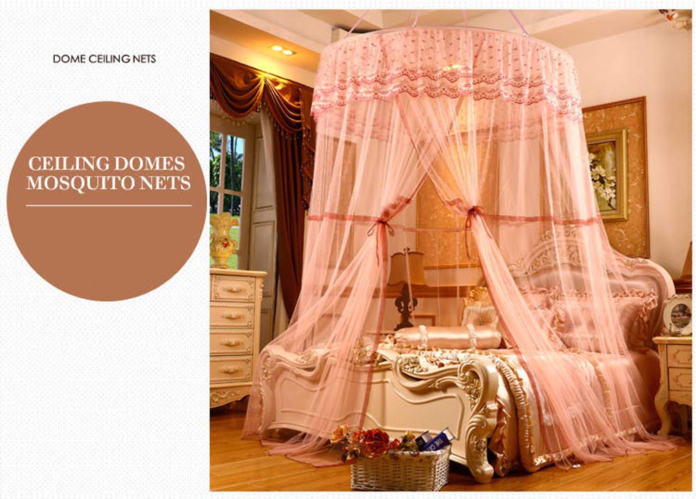 KongEU Elegant Prinzessin Spitze Kuppel Moskitonetz Rund Kuppel Fantasy Netz Betthimmel Vorhang Indoor Outdoor Deko