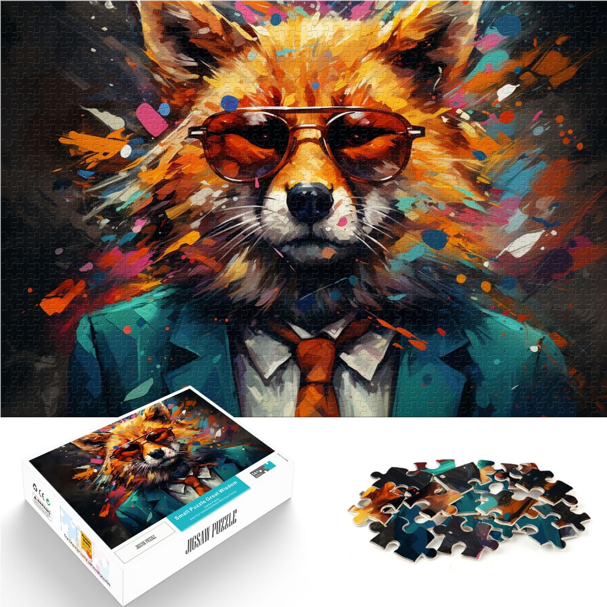 Puzzle für Fox Boss, 1000-teiliges Holzpuzzle, Familienspiel zum Stressabbau, schwieriges Herausforderungspuzzle, 1000 Teile (50 x 75 cm)